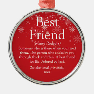 Persoonlijke definitie van beste vriend kerst metalen ornament