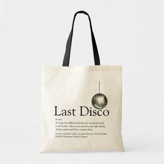 Persoonlijke definitie van de laatste disco vrijge tote bag (Voorkant)
