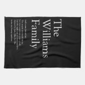 Persoonlijke definitie van familie zwart-wit theedoek (Horizontaal)