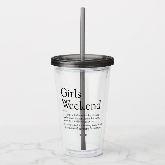 Persoonlijke definitie van meisjesweekend acryl drinkbeker (Voorkant)