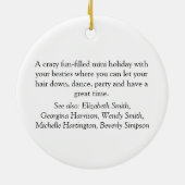 Persoonlijke definitie van meisjesweekend keramisch ornament (Achterkant)