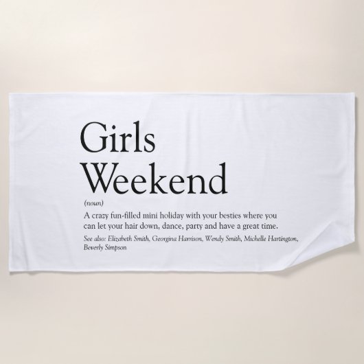 Persoonlijke definitie van meisjesweekend strandlaken (Voorkant)