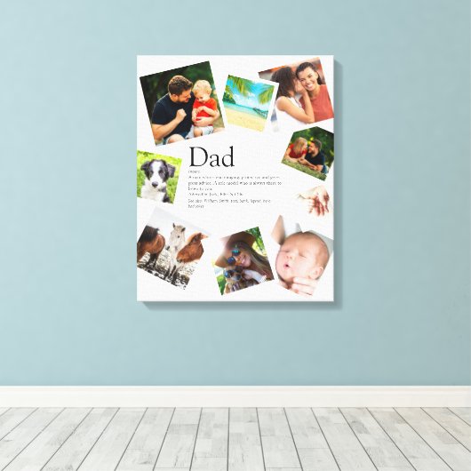 Persoonlijke definitie van papa's naam 9 foto coll canvas afdruk (Insitu (Houten vloer))