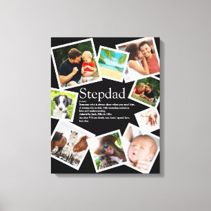 Persoonlijke definitie van stiefvadernaam met 9 fo canvas afdruk