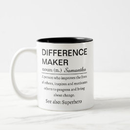 Persoonlijke definitie van verschilmaker tweekleurige koffiemok