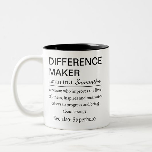 Persoonlijke definitie van verschilmaker tweekleurige koffiemok (Links)