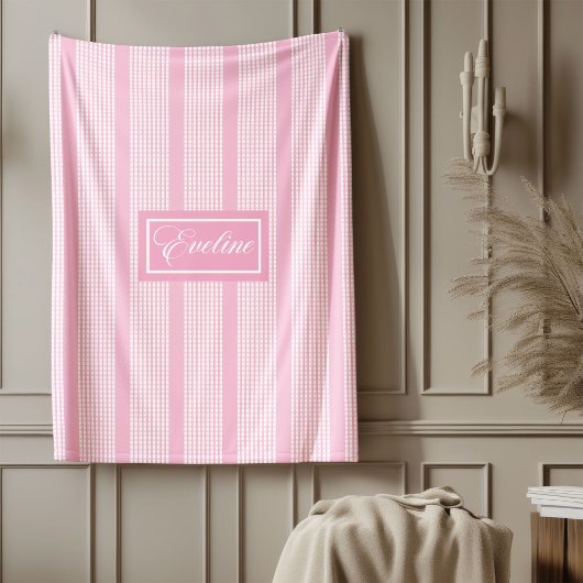 Persoonlijke deken klassiek roze geruit accent