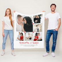 Persoonlijke deken met 6 foto's en namen & citaat