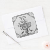 Persoonlijke Delft bloemvogels  Vierkante Sticker (Envelop)
