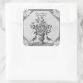 Persoonlijke Delft bloemvogels  Vierkante Sticker (Tas)