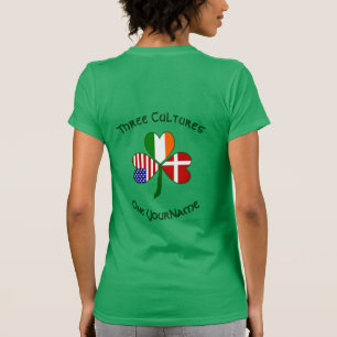 Persoonlijke Denemarken Ierland USA Shamrock Dames T-shirt