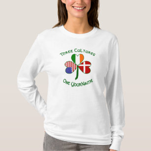 Persoonlijke Denemarken Ierland USA Shamrock T-shirt