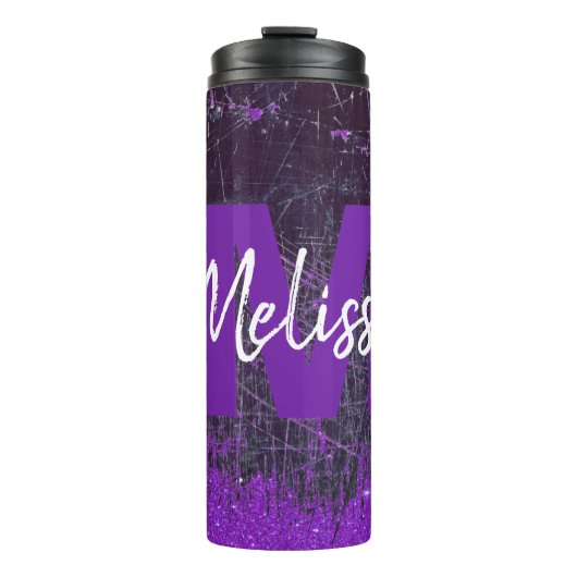 Persoonlijke Denim en glitters Thermosbeker (Voorkant)