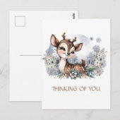 Persoonlijke "Denk aan jou" winter leuke hertjes Briefkaart (Voorkant / Achterkant)