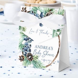 Persoonlijke dennenkrans winter babyshower favor bedankdoosjes