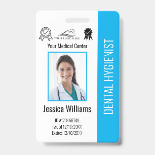 Persoonlijke Dentist Kantoor Logo Foto ID Blauw Badge
