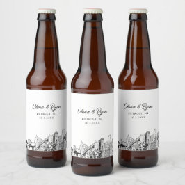 Persoonlijke Detroit Skyline  Bier Etiket