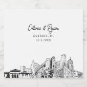 Persoonlijke Detroit-skyline  Bier Etiket (Enkel label)
