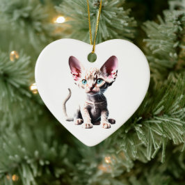 Persoonlijke Devon Rex Kitten Keramisch Ornament