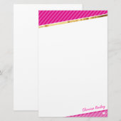 PERSOONLIJKE diagonaal stripey gouden strip helder Briefpapier (Voorkant / Achterkant)
