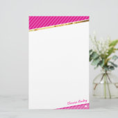 PERSOONLIJKE diagonaal stripey gouden strip helder Briefpapier (Staand voorkant)