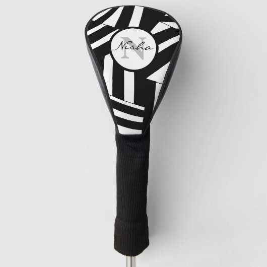 Persoonlijke diagonale strepen voor zwart-wit golfheadcover (Voorkant)
