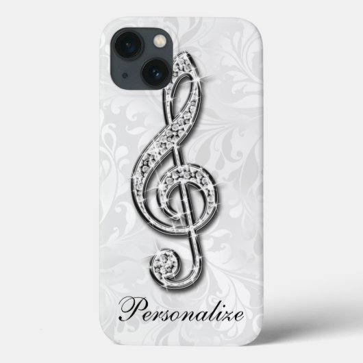 Persoonlijke diamant muzieknoot bloemendamasker Case-Mate iPhone case (Achterkant)