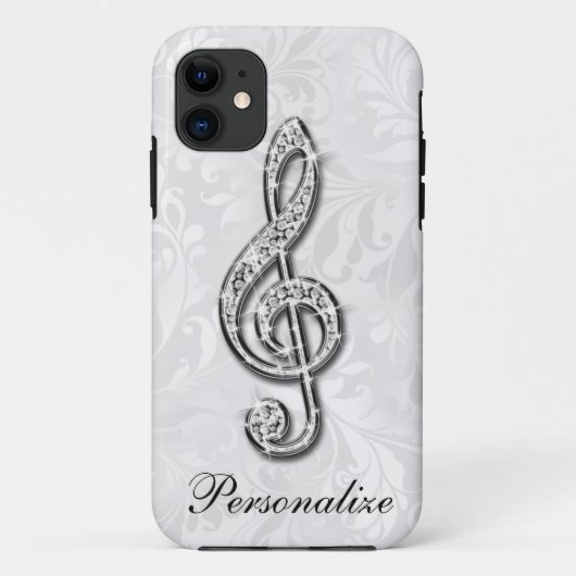 Persoonlijke diamant muzieknoot bloemendamasker Case-Mate iPhone case (Achterkant)
