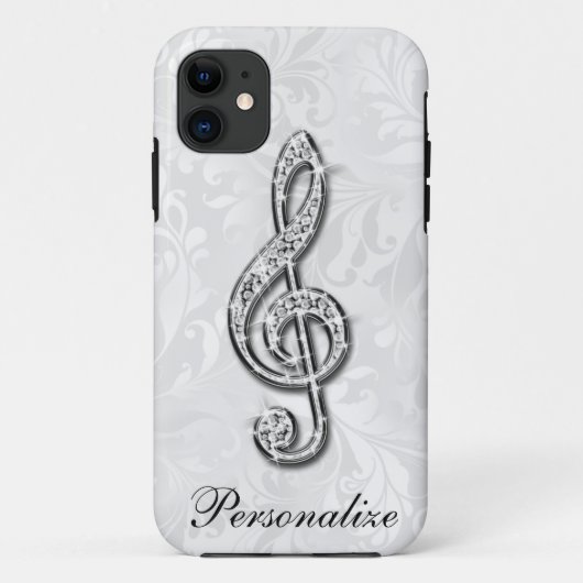 Persoonlijke diamant muzieknoot bloemendamasker Case-Mate iPhone case (Achterkant)