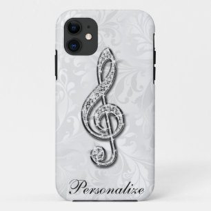 Persoonlijke diamant muzieknoot bloemendamasker Case-Mate iPhone case