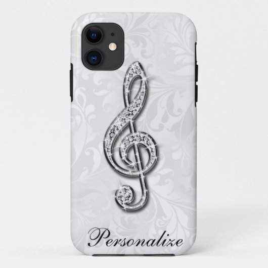 Persoonlijke diamant muzieknoot bloemendamasker Case-Mate iPhone case (Achterkant)