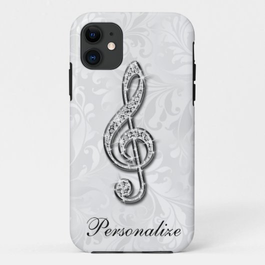 Persoonlijke diamant muzieknoot bloemendamasker Case-Mate iPhone case (Achterkant)