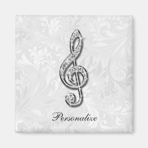 Persoonlijke diamant muzieknoot bloemendamasker magneet