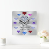 Persoonlijke Diamond Jubileum Clock, Birthstone Vierkante Klok (Huis)