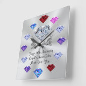 Persoonlijke Diamond Jubileum Clock, Birthstone Vierkante Klok (Hoek)