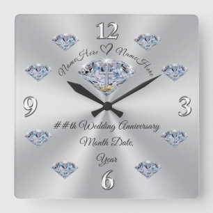 Persoonlijke Diamond Jubileum Clock, CHRISTELIJK Vierkante Klok