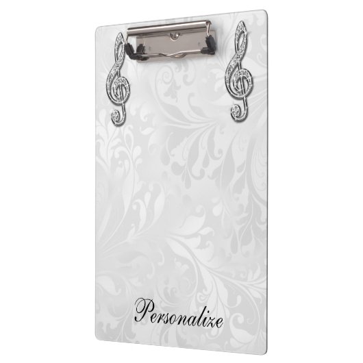 Persoonlijke Diamond Music Note Floral Damask Klembord (Links)