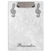 Persoonlijke Diamond Music Note Floral Damask Klembord (Voorkant)