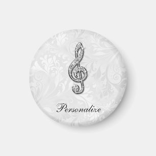 Persoonlijke Diamond Music Note Floral Damask Magneet
