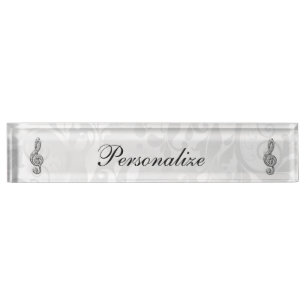 Persoonlijke Diamond Music Note Floral Damask Naambordje
