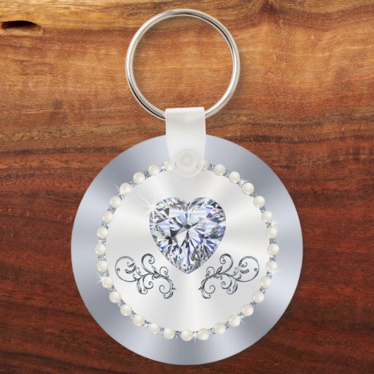 Persoonlijke Diamond Theme Wedding Ideeën, bruilof Sleutelhanger (Achterkant)