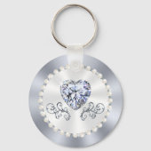 Persoonlijke Diamond Theme Wedding Ideeën, bruilof Sleutelhanger (Achterkant)
