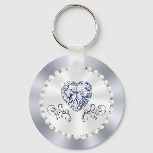 Persoonlijke Diamond Theme Wedding Ideeën, bruilof Sleutelhanger (Achterkant)