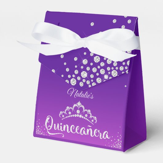 Persoonlijke Diamond Tiara Quinceanera Bedankdoosjes (Voorkant Zijde)
