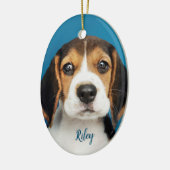 Persoonlijke dichter, hond keramisch ornament (Links)
