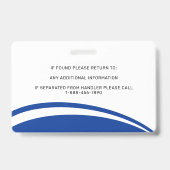 Persoonlijke Diensthond Blue Foto ID Badge (Achterkant)