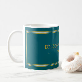 Persoonlijke Diep Teal Gouden Naam Luxe Mok