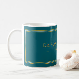 Persoonlijke Diep Teal Gouden Naam Luxe Mok