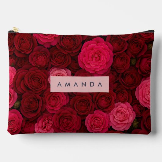Persoonlijke Dieprode en Roze Rozentuin Etui (Voorkant)