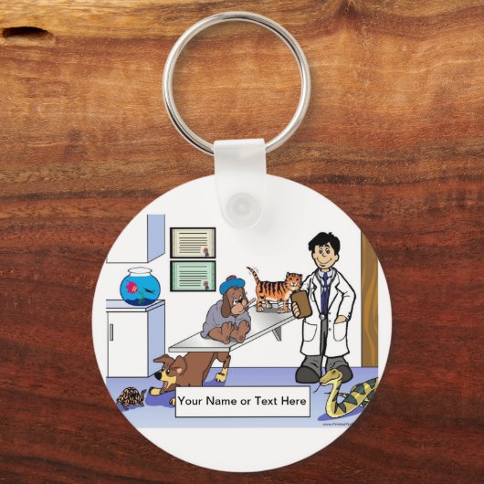 Persoonlijke dierenarts - Mannelijke Cartoon Sleutelhanger (Voorkant)